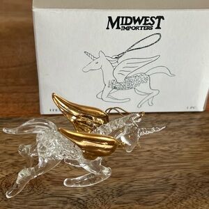 gold & crystal unicorn ornament vintage